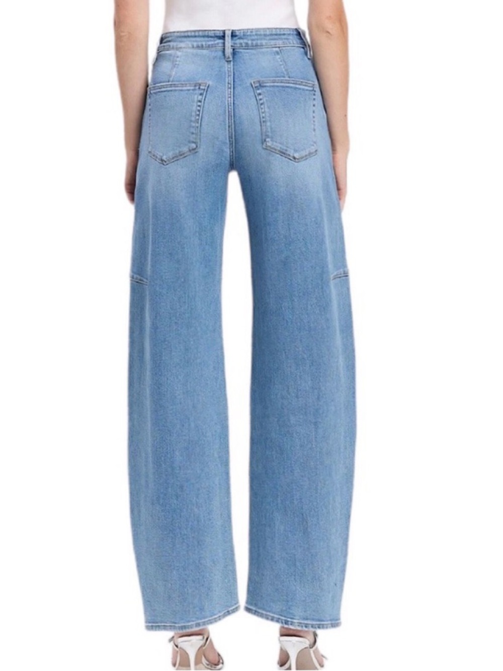 Wide Barrel High-Rise Light Blue Wide-Leg Jeans for Women - Picture 2 of 11